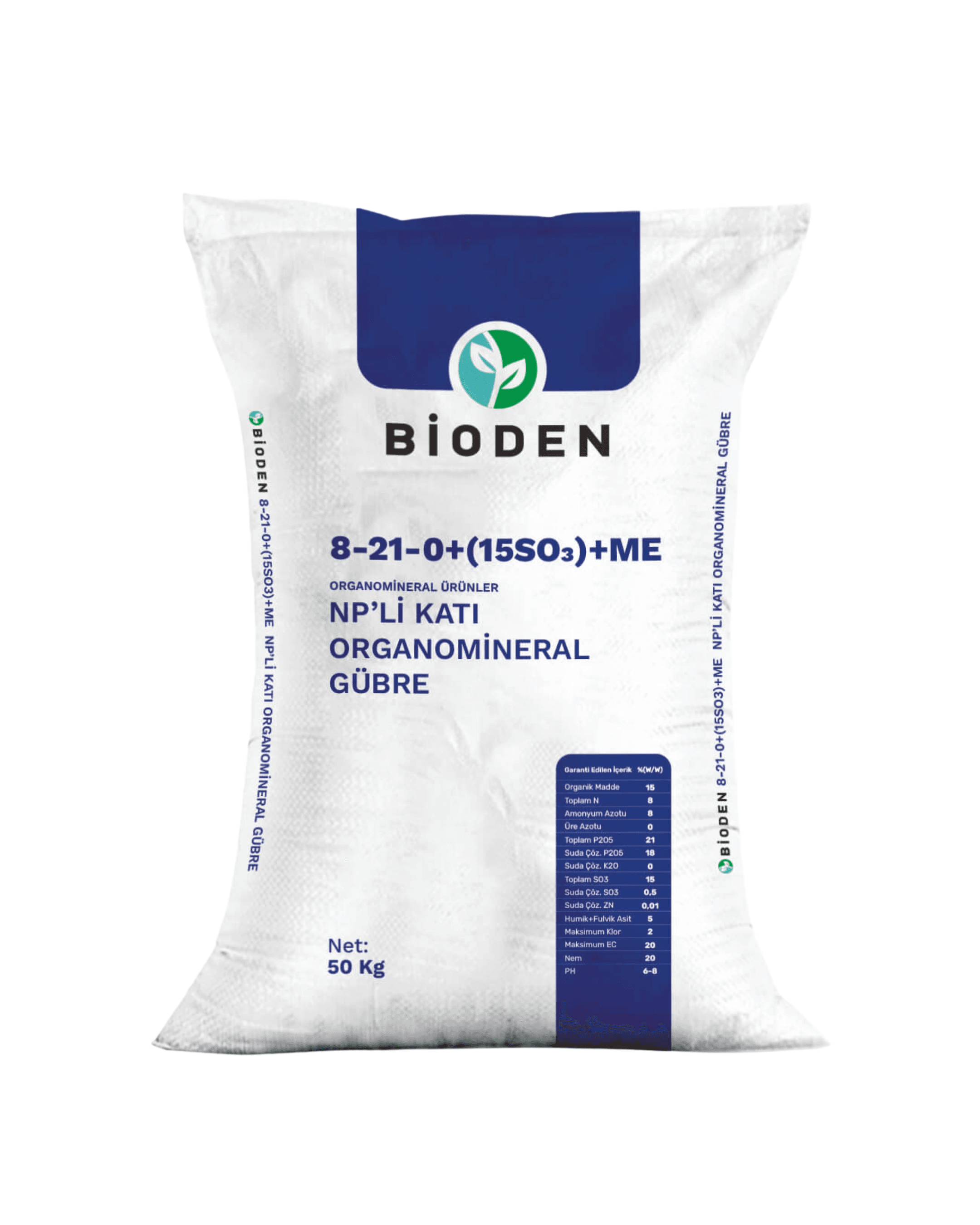 Bioden 8-21-0+(15SO3)+ME 50 KG